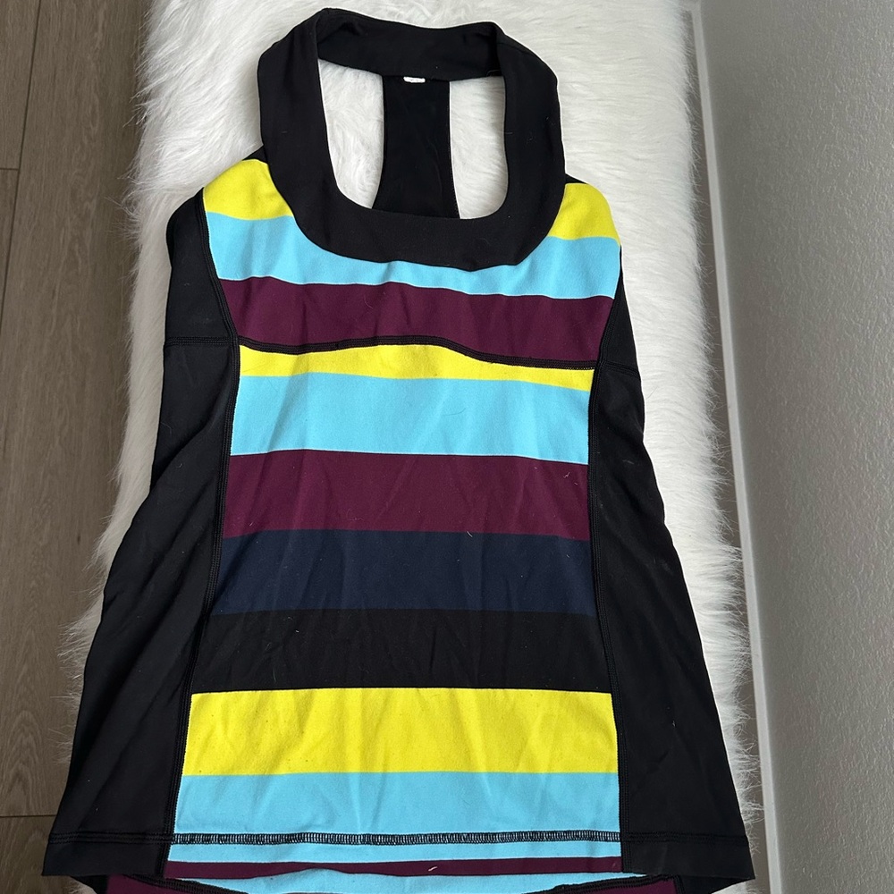 Lululemon Athletica Yellow and Blue Sleeveless Tank Top